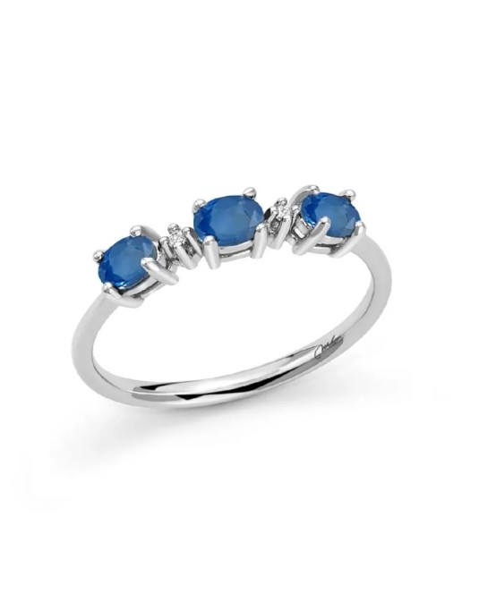 Anello veretta donna Miluna Gemme 375 oro bianco diamanti 