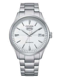 Citizen Orologio automatico in acciaio inossidabile con quadrante bianco NH8391-51A da uomo, argento, argento, Bracciale