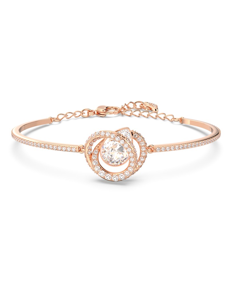 Bracciale rigido swarovski generation,bianco,placcato oro rosa