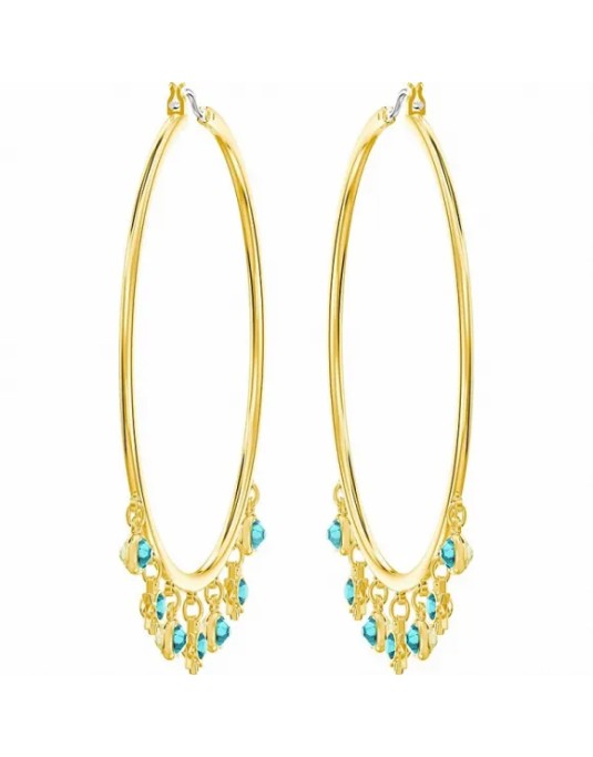 Orecchini pendenti a cerchio swarovski oro e turchese