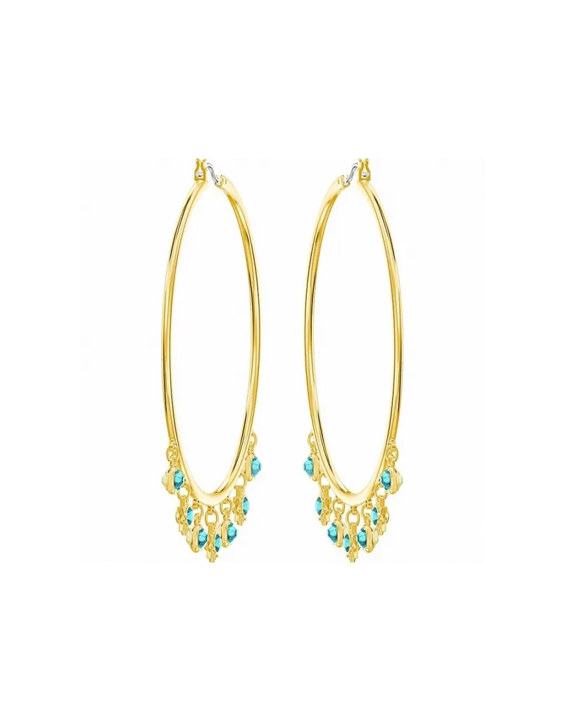 Orecchini pendenti a cerchio swarovski oro e turchese