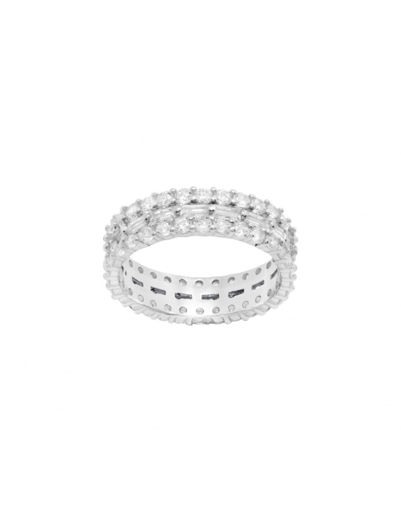 Chimiama Anello Argento Baguette Bianche