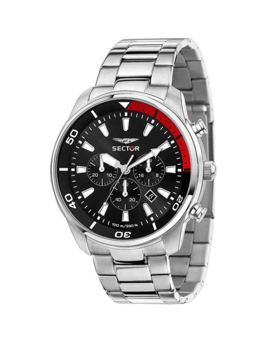 Orologio SECTOR Uomo Oversize Cronografo Acciaio Nero/Rosso R3273602018