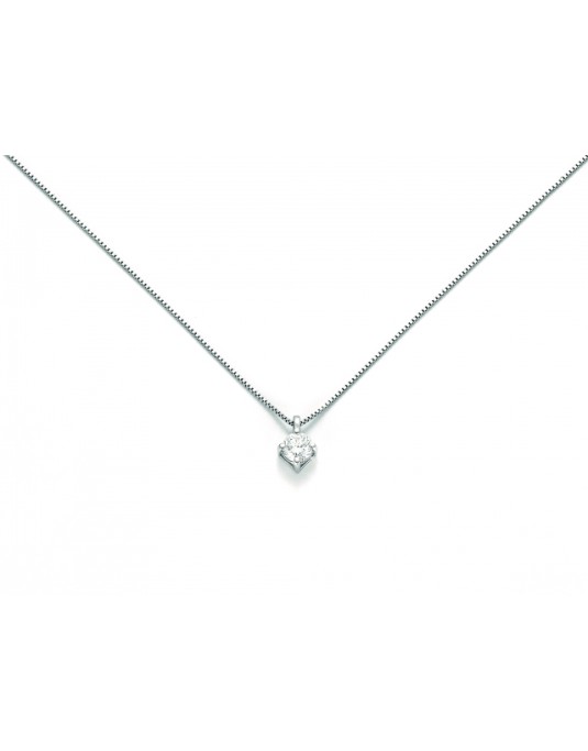 Catenina girocollo Miluna punto luce con Diamante Naturale 0.10ct in oro bianco CLD3994
