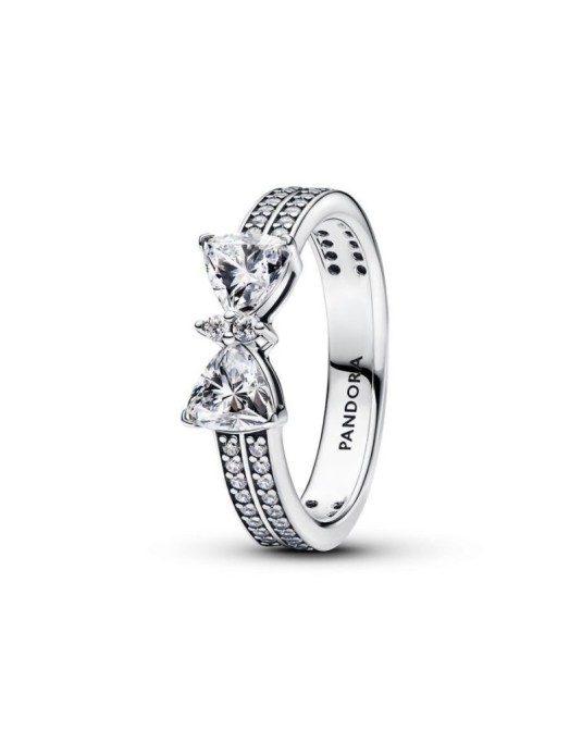 Pandora Anello Doppia Fascia Pavè con Fiocco Luminoso 193552C01