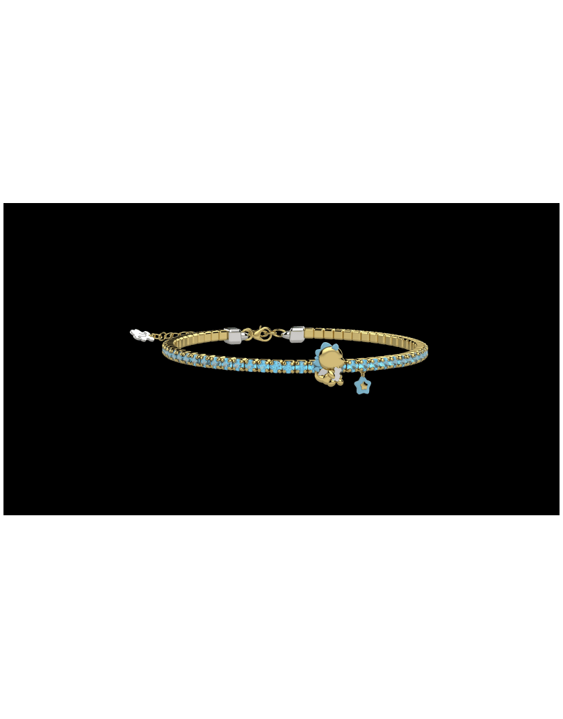 Bracciale Bambino Nanan Tennis in Argento con Pietre Azzurre e Draghetto