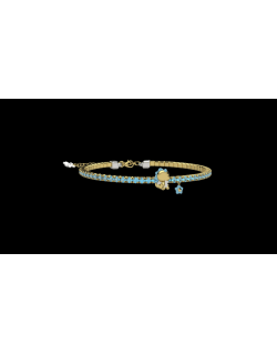 Bracciale Bambino Nanan Tennis in Argento con Pietre Azzurre e Draghetto