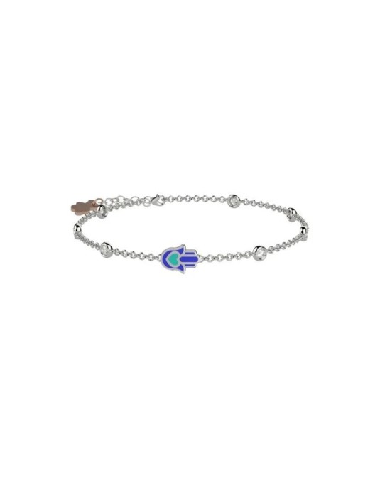 Bracciale con pietre brillanti e mano blu in Argento 925